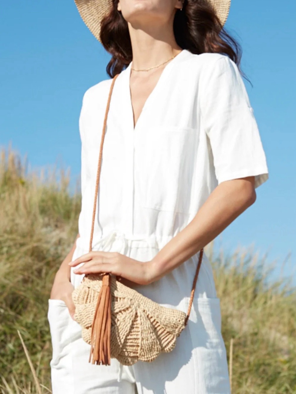Mar Y Sol Zoe Crocheted Raffia Crossbody Bag - Natural - Picture 2 of 13